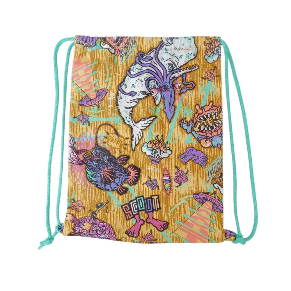 Scout‎ Italy Cinch Drawstring Backpack Psychedelic Ocean Narwhal Squid Pool Bag